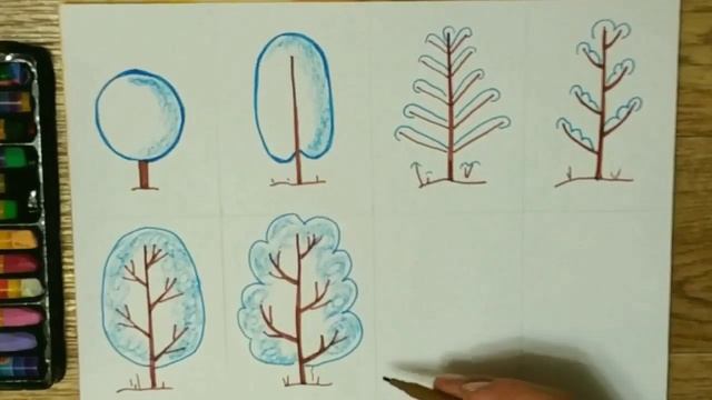 ДЕРЕВО. Как нарисовать зимнее дерево карандашами для детей (8 вариантов). Tree draw Рисуем вместе смотреть онлайн