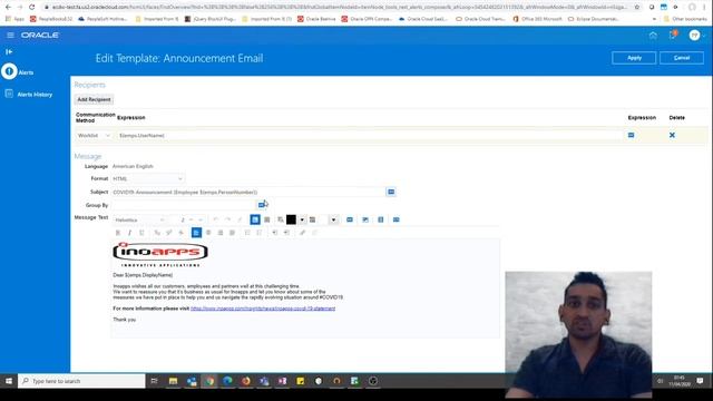 Oracle HCM Cloud Alert Composer for Announcements COVID19 etc смотреть онлайн
