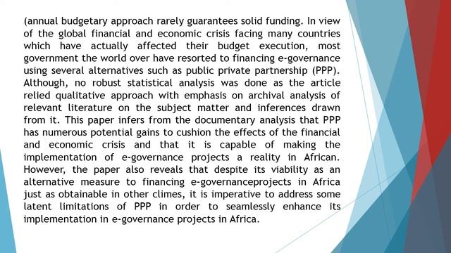 Public Private Partnership as a Strategy for E Governance Funding in Africa The Gains and the Pains смотреть онлайн