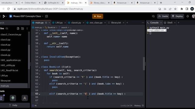 OOP Python Class 7 (Part 2-Extending search and Raising Exceptions) -Python & Computer science tuto смотреть онлайн