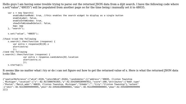 GIS: Javscript API esri/dijit/search JSON Response смотреть онлайн