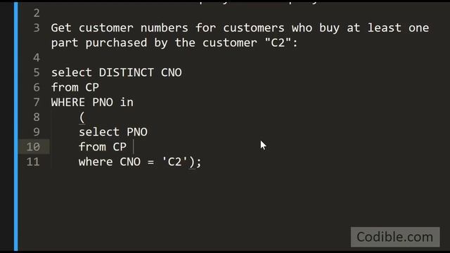 Codible SQLite video 11: SQL query with subquery, both referencing the same table смотреть онлайн