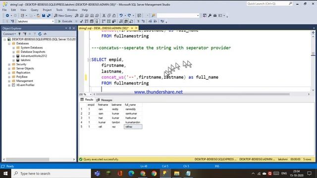 64.STRING FUNCTIONS CONCAT(),CONCAT_WS(),LEN() IN SQL - TELUGU смотреть онлайн