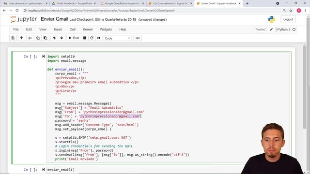 Como Enviar E-mail pelo Gmail Usando o Python de Forma Automática смотреть онлайн