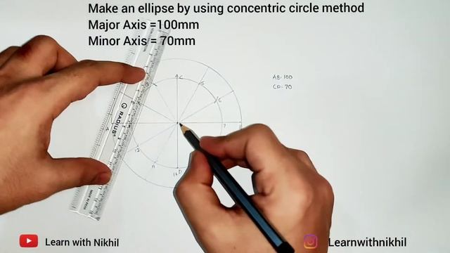 Engineering Drawing | Ellipse - Concentric Circle Method | Learn with Nikhil смотреть онлайн