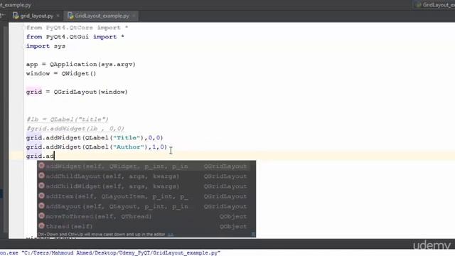 34 PyQt GridLayout Example смотреть онлайн