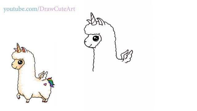 How To Draw LAMA UNICORN / LAMACORN - easy kids art смотреть онлайн