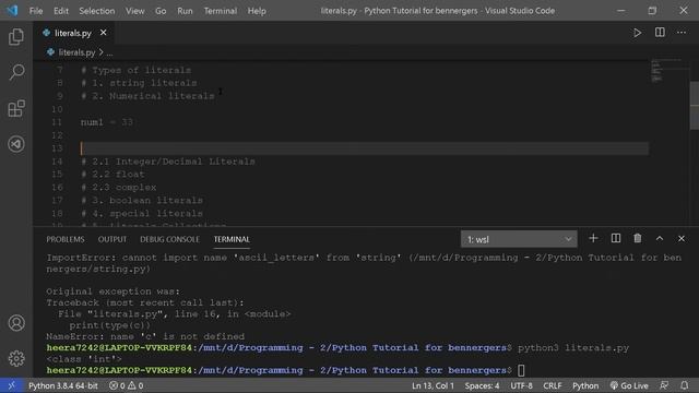 Python Tutorial for beginners [Hindi] - 6 || Literals in python | python programming смотреть онлайн