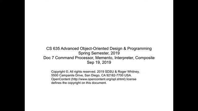 CS635 9/19/2019 Iterator, Interpreter, Memento смотреть онлайн