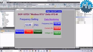 Delta HMI "Modbus RTU" Delta VFD-M Inverter Tutorial