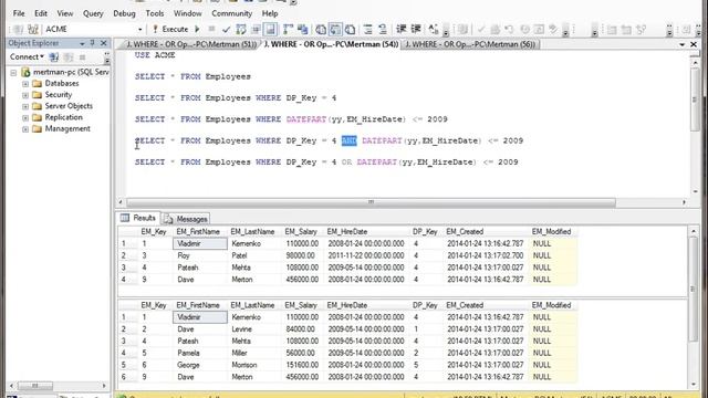 SQL Server -- Query Table Record Data via TSQL - WHERE CLAUSE - The OR Operator смотреть онлайн