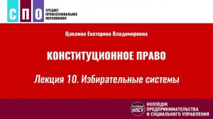 Лекция 10. Избирательные системы - Конституционное право России