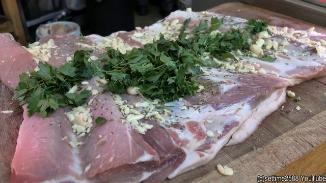 Stuffed Fat Pork Belly The Italian Way. Preparing 