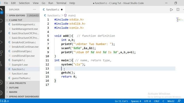 C Language | function without argument and without return value | part 26 смотреть онлайн