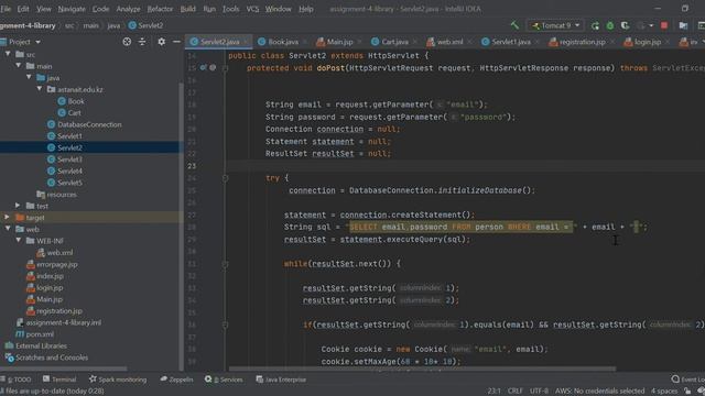 assignment 4 library – Servlet2 java IntelliJ IDEA 2021 07 17 01 42 20 смотреть онлайн