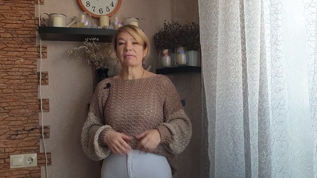 Простой , ну очень простой, но эффектный джемпер крючком. Как вязала . Узор и образы. смотреть онлайн