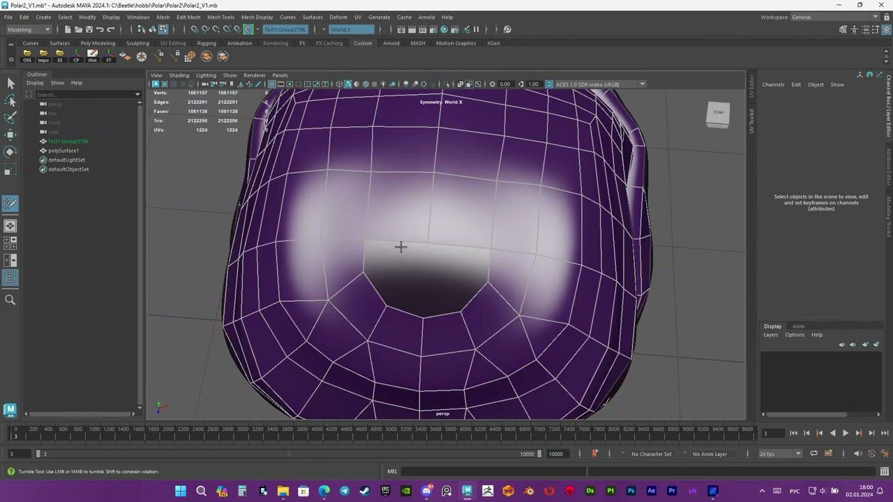 Таймлапс ретопология шапочки/Retopology TimeLapse Beanie |Maya|