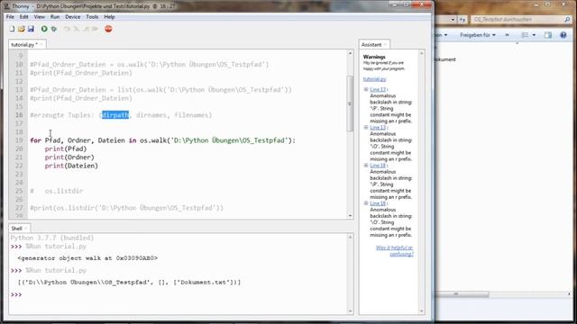 Library os: Methoden aus os (walk,listdir,mkdir,makedirs,rmdir,rename,replace,remove) in Python смотреть онлайн