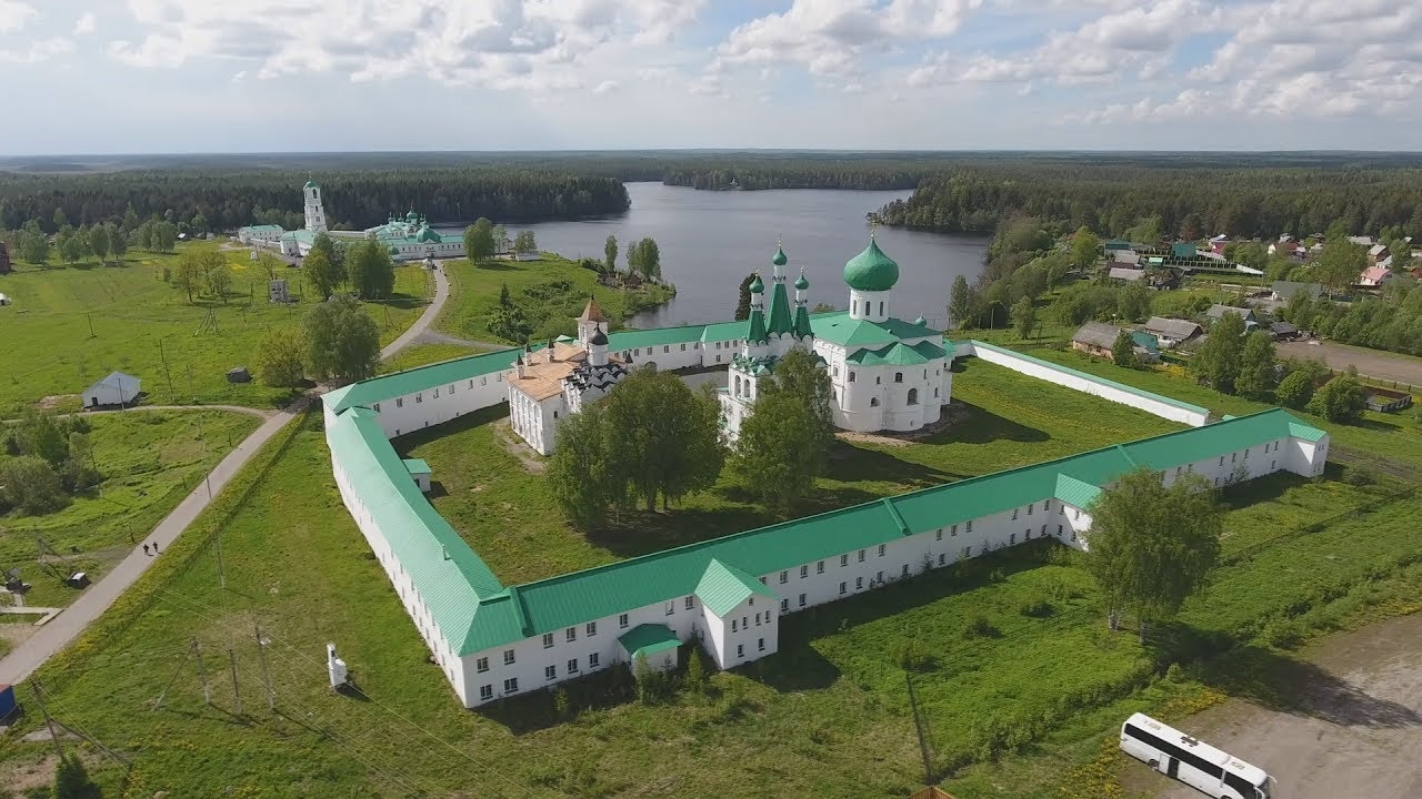 Александро-Свирский мужской монастырь ~ деревня Старая Слобода ~ Ленинградская область аэросъемка смотреть онлайн