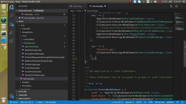 Laravel 8 tutorial - Group middleware смотреть онлайн