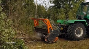 Мульчер для расчистки полей , удаления деревьев и пней. Трактор т-150 с двигателем ЯМЗ-238