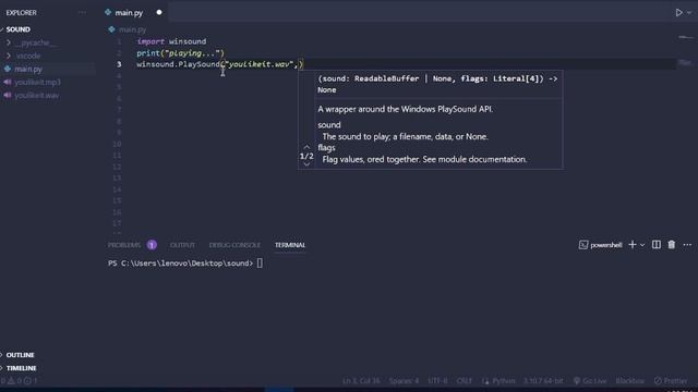 How to play audio in python | PlaySound Module Mp3 ko Python me kaise play Kre смотреть онлайн