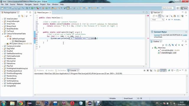 Learn JAVA - Celsius to Fahrenheit Conversion Table смотреть онлайн