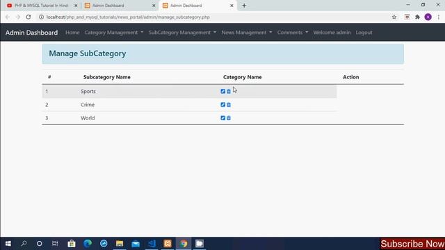 Online News Portal PHP Project - View News Subcategory with join in Hindi - Part-8 смотреть онлайн