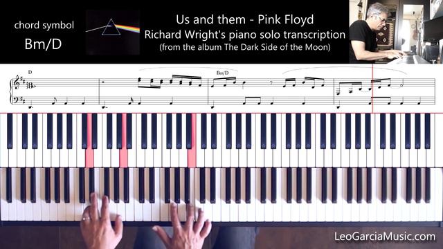 Pink Floyd - Us and them - Richard Wright's piano solo transcription/tutorial/play-along смотреть онлайн