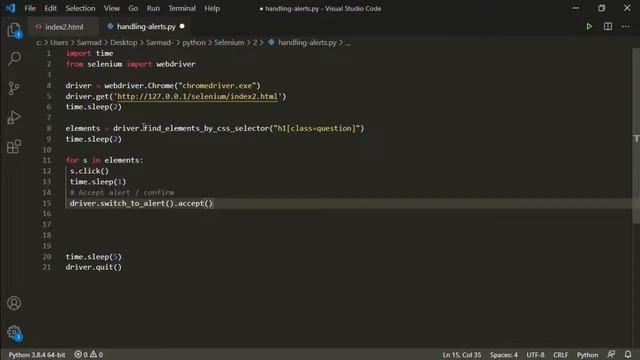 SELENIUM PYTHON FOR WEB AUTOMATION TEST AUTOMATION HOW TO HANDLE ALERTS POPUPS CONFIRMS смотреть онлайн