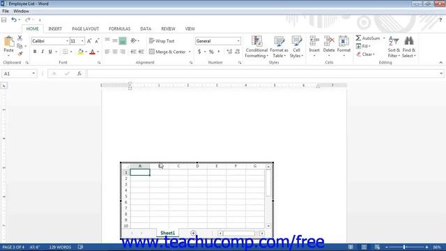 Word 2013 Tutorial Inserting a Microsoft Excel Worksheet Microsoft Training Lesson 17.4 смотреть онлайн