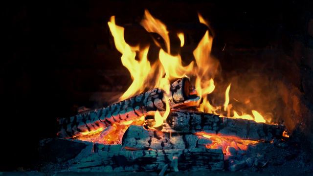 FIREPLACE 4K (24 HOURS) - Cozy Fire Ambience, Fireplace Video With Burning Logs & Fire Sounds