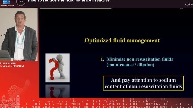 Reduce the fluid balance in ARDS D. De Backer (ESICM 23)