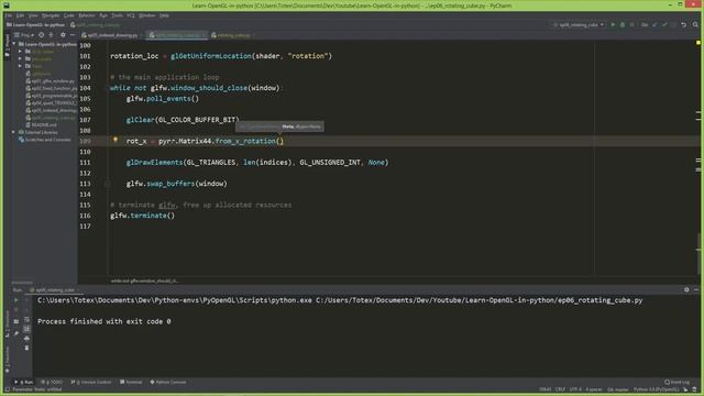 OpenGL in python e06 - rotating 3D cube смотреть онлайн