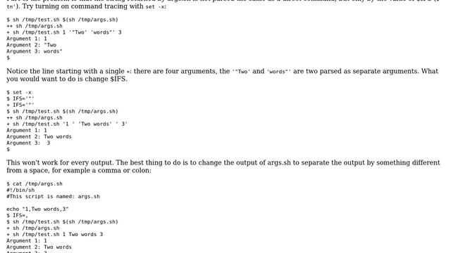 Unix & Linux: Shell script output incorrectly splitting while being passed as an argument to script смотреть онлайн