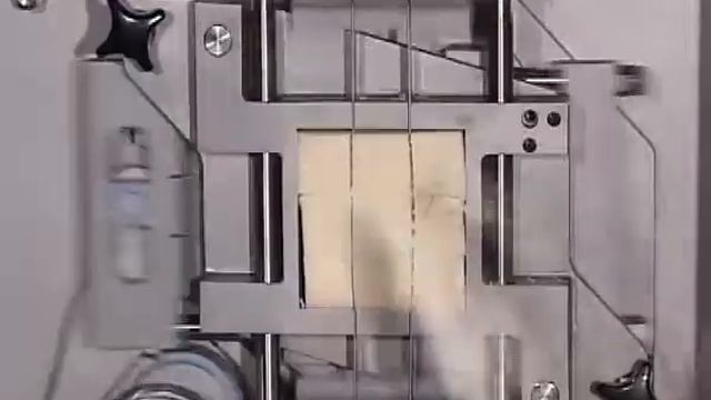 Пармезан ломтиком 35x35x1 мм на многофункциональном аппарате для нарезки Foodlogistik_ROVABO смотреть онлайн