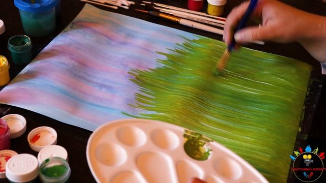 2. картина "Одуванчики". пошаговое рисование смотреть онлайн