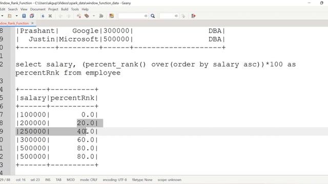 How to use Percent_Rank() window function in spark with example смотреть онлайн