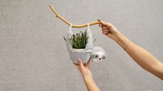 Sloth planter Amigurumi crochet pattern - PDF tutorial - animal planter hanging смотреть онлайн
