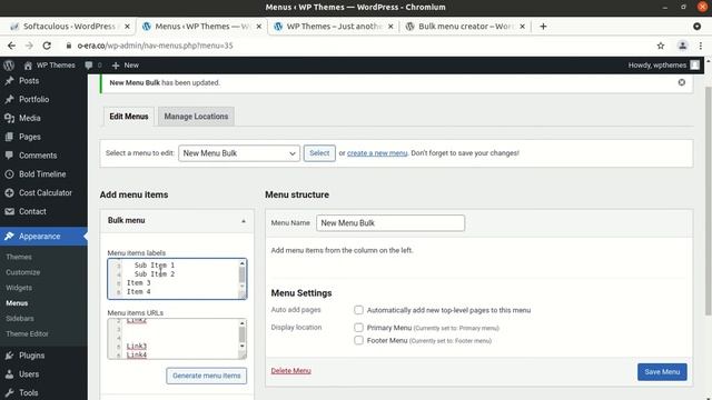 How to Create Bulk Menu Items with specific links | Bulk Menu Creator for WordPress Website смотреть онлайн