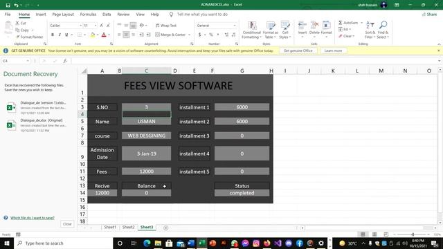 Excel project Student fees management software in excel 2021 смотреть онлайн