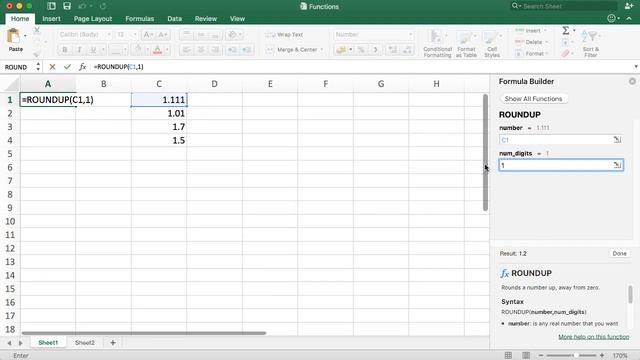 ROUNDUP function in Excel 2018 смотреть онлайн