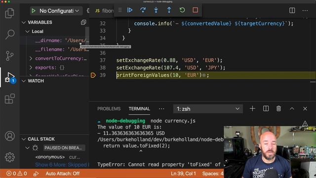 How to configure VS Code to debug JavaScript Node.js apps [23 of 26] | Node.js for Beginners смотреть онлайн