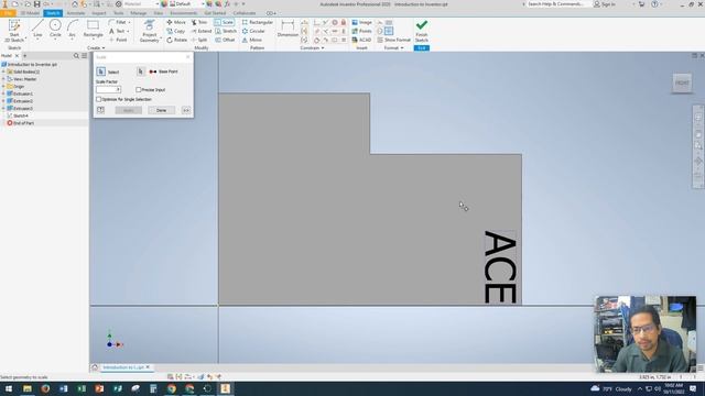 Inventor: Sketch - Text, Rotate, Scale, Project Geometry, Offset смотреть онлайн