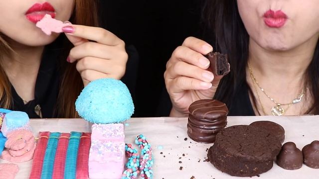 ASMR COTTON CANDY ICE CREAM, CAKE SANDWICH, MARSHMALLOW, NERDS, JELLY NOODLES, OREO ICE CREAM BAR 먹 смотреть онлайн