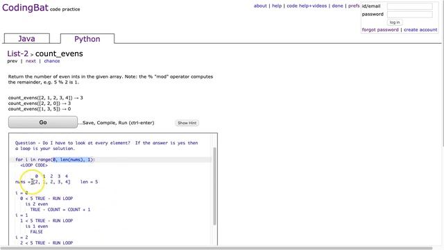 Codingbat - count_events (Python) смотреть онлайн