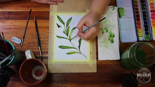 Olive Branch | Watercolor | Beginner | How to | Relaxing Art | Easy | смотреть онлайн
