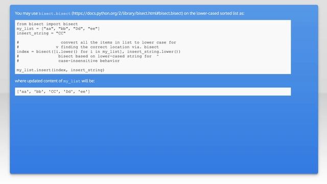 Insert item into case-insensitive sorted list in Python смотреть онлайн