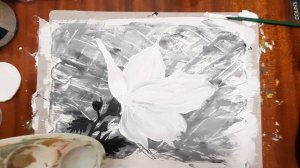 Интерьерная картина гуашью. Рисуем цветок легко. Правополушарное рисование.