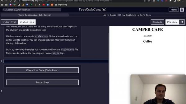 freeCodeCamp - Learn Basic CSS by Building a Cafe Menu (11-20)